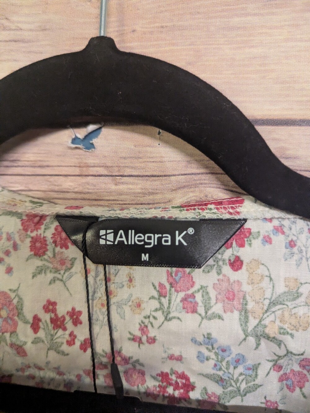 Allegra K Cream Floral Button Front Short Sleeve Blouse - Picture 3 of 7